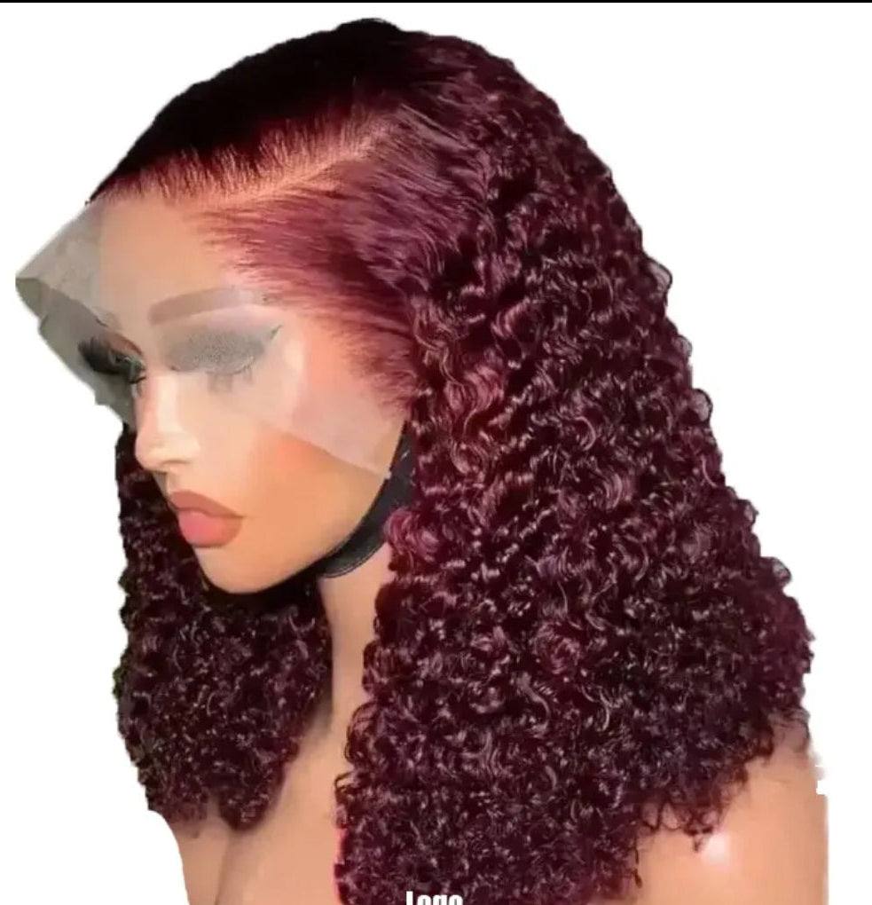 Wine Red Curly Wig