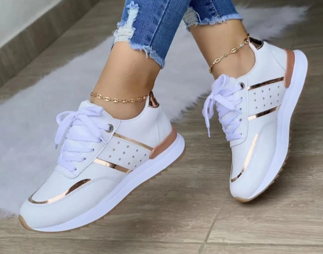 White & Gold Shoes for Women